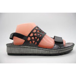 Naot Acacia Wedge Women's Size EU 42 Sandal Black Luster Leather